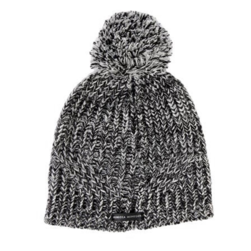 Rebecca Minkoff Grey Marled Knit Pom Pom Beanie